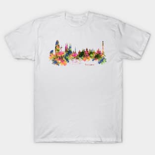 Barcelona Watercolor Skyline T-Shirt